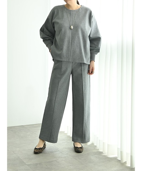 Brown&Street(ブラウンアンドストリート)の「センターシームポンチパンツ(スウェットパンツ・レディース・ブラック/ヘザーグレー・FREE)」の4枚目の写真