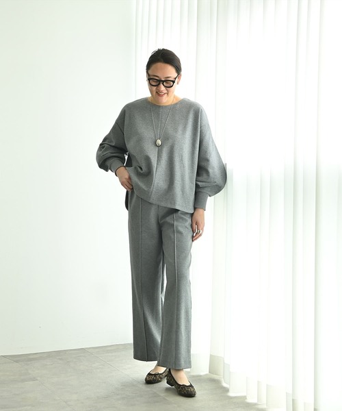 Brown&Street(ブラウンアンドストリート)の「センターシームポンチパンツ(スウェットパンツ・レディース・ブラック/ヘザーグレー・FREE)」の6枚目の写真