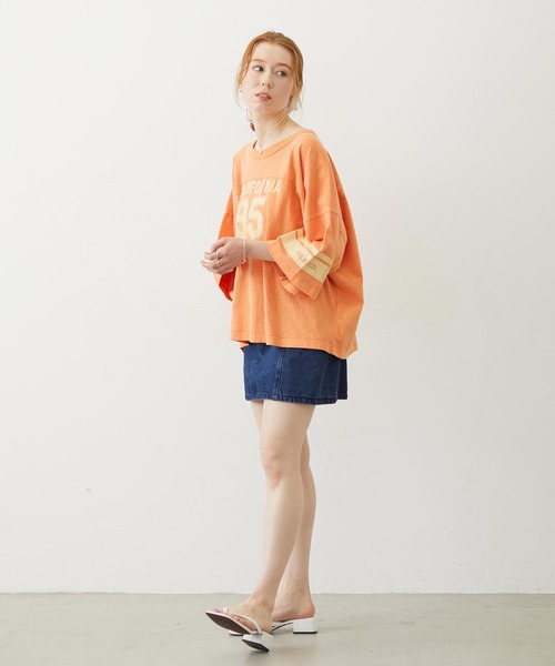MILKFED.(ミルクフェド)の「95 FOOTBALL TEE(Tシャツ/カットソー・レディース・オレンジ/ネイビー/グリーン・ONE SIZE)」の7枚目の写真