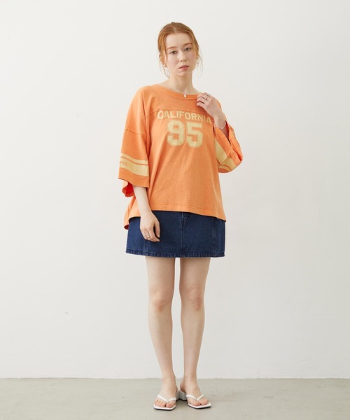 MILKFED.(ミルクフェド)の「95 FOOTBALL TEE(Tシャツ/カットソー・レディース・オレンジ/ネイビー/グリーン・ONE SIZE)」の10枚目の写真