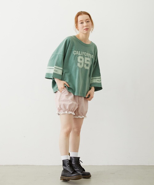 MILKFED.(ミルクフェド)の「95 FOOTBALL TEE(Tシャツ/カットソー・レディース・オレンジ/ネイビー/グリーン・ONE SIZE)」の13枚目の写真