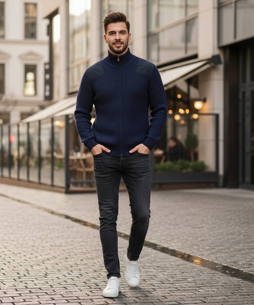 BACKYARD FAMILY(バックヤードファミリー)の「HOUSTON 2510 COMMAND ZIP SWEATER(ニット/セーター・メンズ・ブラック/チャコールグレー/ネイビー・XL/M/L)」の15枚目の写真
