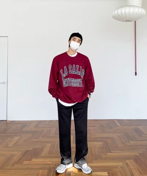 NOWLE（ノウル）の「【NOWLE】LA SALLE UNIVERSITY アーチロゴ カレッジプリント クルーネック スウェット（スウェット・メンズ・ワインレッド/ブラック・MEDIUM/X-LARGE/SMALL/LARGE）」の13枚目の写真