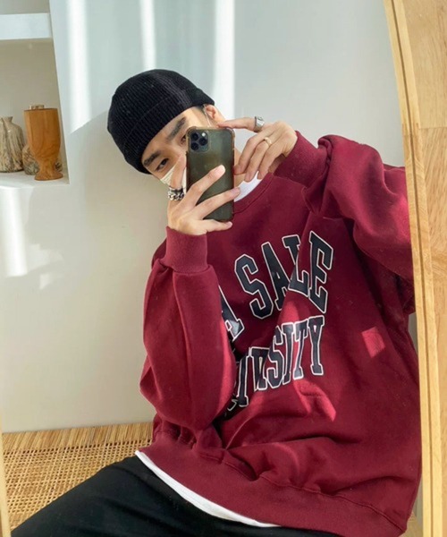 NOWLE（ノウル）の「【NOWLE】LA SALLE UNIVERSITY アーチロゴ カレッジプリント クルーネック スウェット（スウェット・メンズ・ワインレッド/ブラック・MEDIUM/X-LARGE/SMALL/LARGE）」の15枚目の写真
