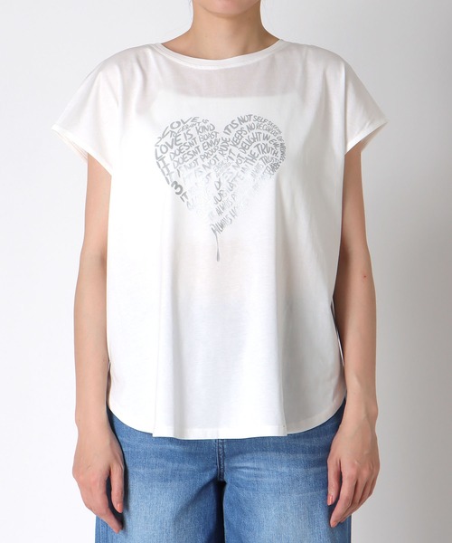 Jines（ジネス）の「ハートロゴTシャツ（Tシャツ/カットソー・レディース・チャコールグレー/ホワイト・38）」の8枚目の写真