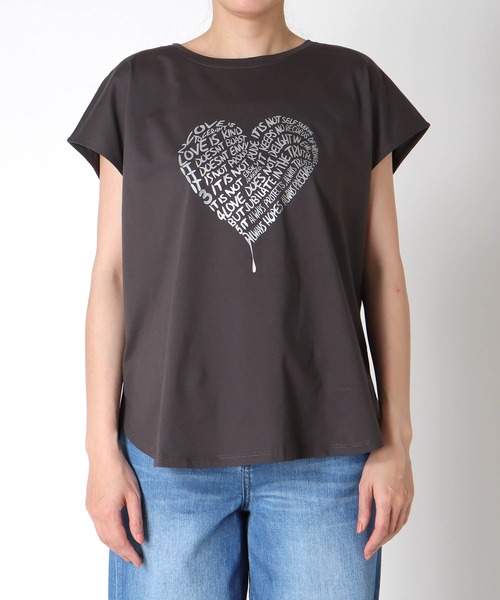 Jines（ジネス）の「ハートロゴTシャツ（Tシャツ/カットソー・レディース・チャコールグレー/ホワイト・38）」の16枚目の写真