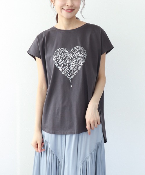 Jines（ジネス）の「ハートロゴTシャツ（Tシャツ/カットソー・レディース・チャコールグレー/ホワイト・38）」の21枚目の写真