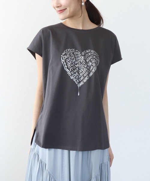 Jines（ジネス）の「ハートロゴTシャツ（Tシャツ/カットソー・レディース・チャコールグレー/ホワイト・38）」の22枚目の写真