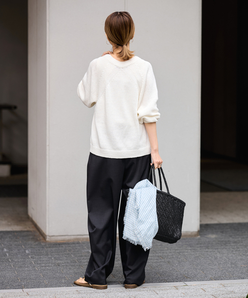 FRAMeWORK（フレームワーク）の「THE BAGMATI ダイヤ編み柄TOTEバック（トートバッグ・レディース・ウッド/ブラック・FREE）」の16枚目の写真