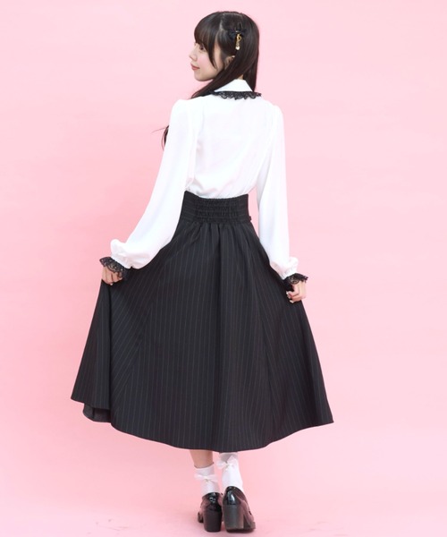 Secret Honey(シークレットハニー)の「レース切替ミディスカート(スカート・レディース・グレー/ストライプ・MEDIUM)」の10枚目の写真
