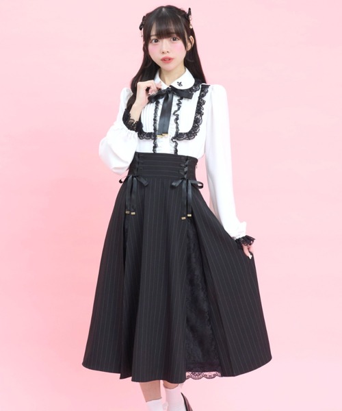 Secret Honey(シークレットハニー)の「レース切替ミディスカート(スカート・レディース・グレー/ストライプ・MEDIUM)」の9枚目の写真