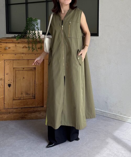 Thevon(ゼボン)の「MA-1ロングジレ(その他アウター・レディース・アイボリー/ブラック/カーキ・FREE)」の3枚目の写真