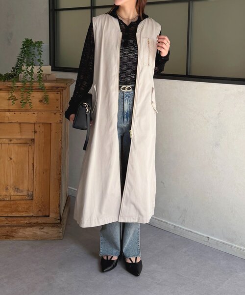 Thevon(ゼボン)の「MA-1ロングジレ(その他アウター・レディース・アイボリー/ブラック/カーキ・FREE)」の1枚目の写真