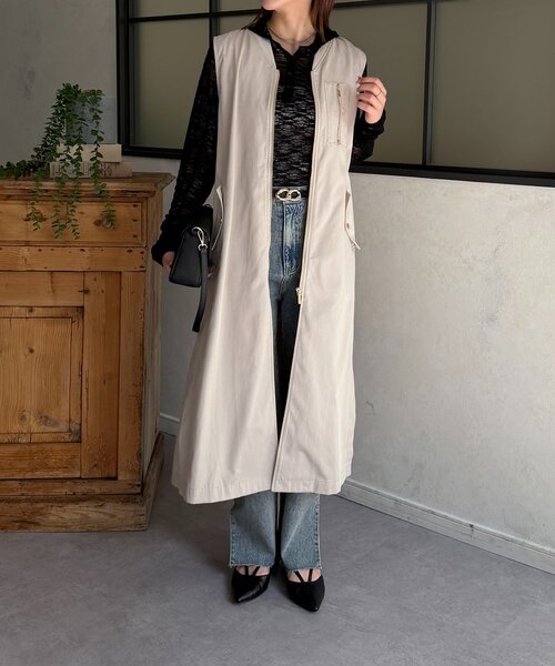 Thevon(ゼボン)の「MA-1ロングジレ(その他アウター・レディース・アイボリー/ブラック/カーキ・FREE)」の4枚目の写真