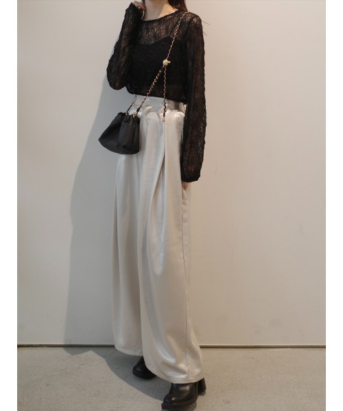 amel(エイメル)の「フラワーレース シアートップ | ブラック(Tシャツ/カットソー・レディース・ブラック・FREE)」の20枚目の写真