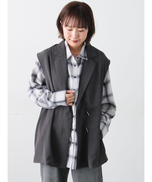 Samansa Mos2(サマンサ モスモス)の「オーバージレ(ベスト・レディース・グレー/ブラック/ブラウン・F)」の16枚目の写真