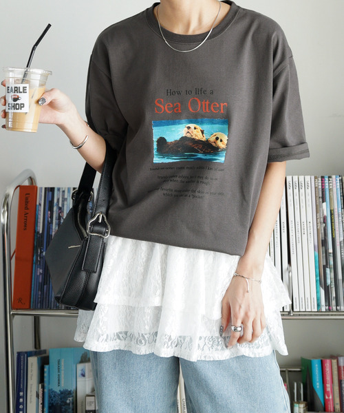 Chillfar（チルファー）の「アソートアニマルTEE（Tシャツ/カットソー・レディース・ホワイト系2/ホワイト系1/ホワイト系/グレー/チャコール/ホワイト・FREE）」の5枚目の写真