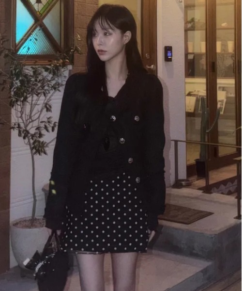 gossip!ロサンゼルス(ゴシップロサンゼルス)の「スカートドットIラインスカート【 韓国風・Y2K 】(スカート・レディース・ホワイト・L/M/S)」の8枚目の写真