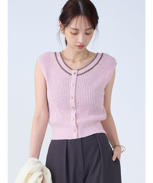 LAGUNAMOON（ラグナムーン）の「2WAYメランジベストニットプルオーバー 【夏服】（ニット/セーター・レディース・グレー/ベージュ/ピンク/オレンジ/ブラウン・FREE）」の5枚目の写真