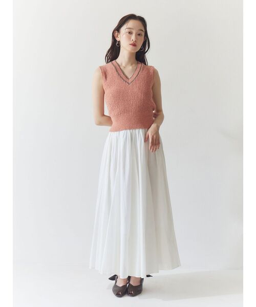 LAGUNAMOON（ラグナムーン）の「2WAYメランジベストニットプルオーバー 【夏服】（ニット/セーター・レディース・グレー/ベージュ/ピンク/オレンジ/ブラウン・FREE）」の8枚目の写真