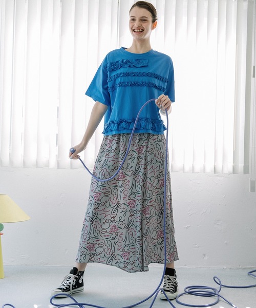 POU DOU DOU(プードゥドゥ)の「ランダムフリルボーダーTee(Tシャツ/カットソー・レディース・ブラック/ブルー/オフホワイト・3)」の6枚目の写真