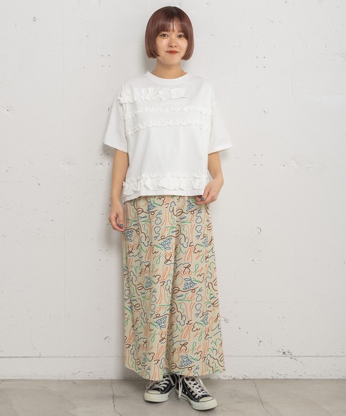 POU DOU DOU(プードゥドゥ)の「ランダムフリルボーダーTee(Tシャツ/カットソー・レディース・ブラック/ブルー/オフホワイト・3)」の22枚目の写真