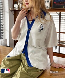 DOUBLE NAME | MLB&times;PEANUTSコラボ バイカラーシアーニットシャツ(シャツ/ブラウス)