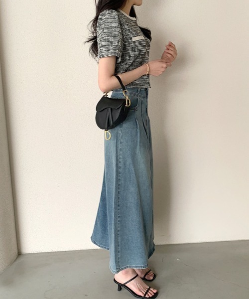 yuue' ( wear )(ユーイ)の「オフィス、プライベート、オケージョンにも◎パイピングノーカラーツイード半袖ショートジャケット(ノーカラージャケット・レディース・ブラック/ホワイト・FREE)」の5枚目の写真
