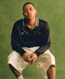 FRED PERRY(�t���b�h�y���[)��Meyba Printed Long Sleeve Polo Shirt�^���C�o�v�����g�����O�X���[�u�|���V���c(�|���V���c)
