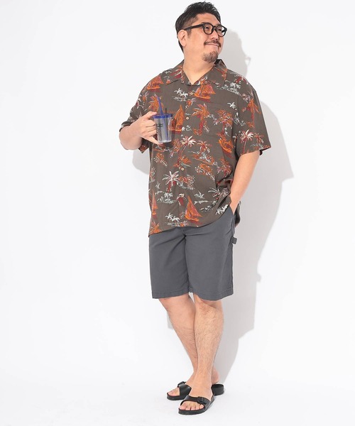 B&T CLUB(ビーティークラブ)の「アロハシャツ 半袖 メンズ 大きいサイズ レーヨン 総柄 オープンカラー シャツ B&T CLUB (ビーアンドティークラブ)(シャツ/ブラウス・メンズ・B/G/C/D/E/F/A/H・X1(3L~4L)/X2(4L~5L)/X3(6L~7L))」の10枚目の写真