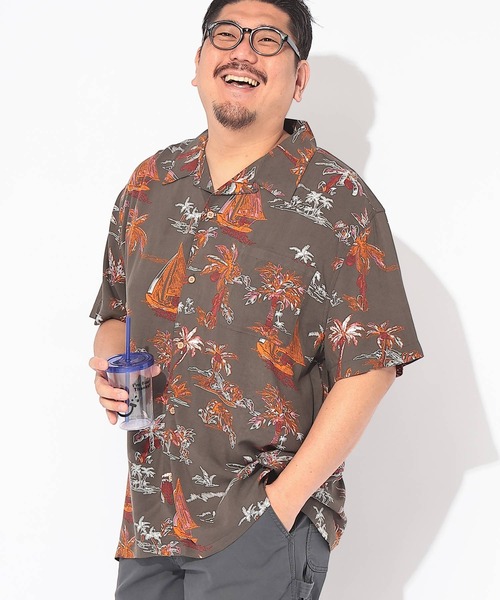 B&T CLUB(ビーティークラブ)の「アロハシャツ 半袖 メンズ 大きいサイズ レーヨン 総柄 オープンカラー シャツ B&T CLUB (ビーアンドティークラブ)(シャツ/ブラウス・メンズ・B/G/C/D/E/F/A/H・X1(3L~4L)/X2(4L~5L)/X3(6L~7L))」の12枚目の写真