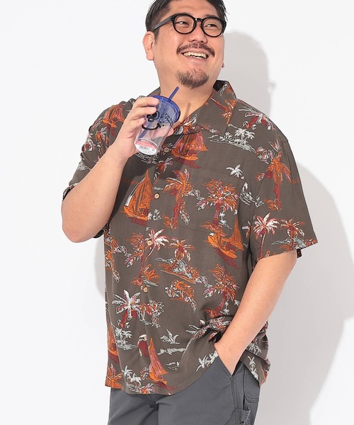 B&T CLUB(ビーティークラブ)の「アロハシャツ 半袖 メンズ 大きいサイズ レーヨン 総柄 オープンカラー シャツ B&T CLUB (ビーアンドティークラブ)(シャツ/ブラウス・メンズ・B/G/C/D/E/F/A/H・X1(3L~4L)/X2(4L~5L)/X3(6L~7L))」の9枚目の写真
