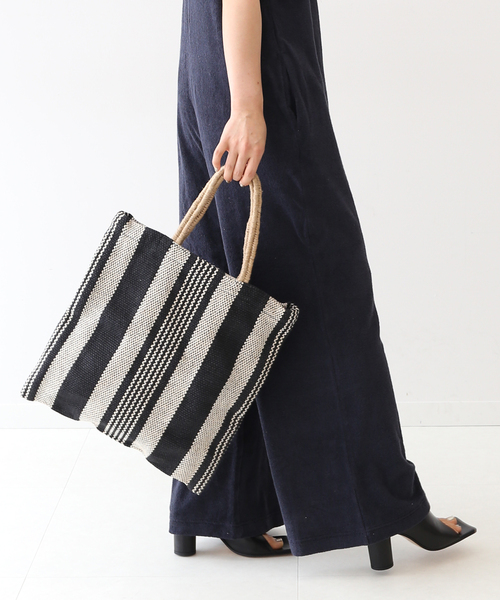 MAISON BENGAL（マイソンベンガル）の「《追加》MAISON BENGAL/メゾン ベンガル JUTE PORESH BAG トートバッグ ET（トートバッグ・レディース・ブラック/ベージュ・FREE）」の5枚目の写真