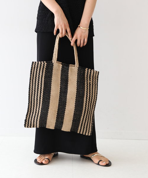MAISON BENGAL（マイソンベンガル）の「《追加》MAISON BENGAL/メゾン ベンガル JUTE PORESH BAG トートバッグ ET（トートバッグ・レディース・ブラック/ベージュ・FREE）」の9枚目の写真