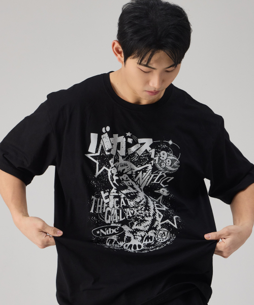 NTBC(エヌティービーシー)の「ギャラクシーキャットオーバーサイズ半袖Tシャツ_2COLOR(Tシャツ/カットソー・レディース・ネイビー/ブラック・MEDIUM/LARGE/X-LARGE)」の7枚目の写真