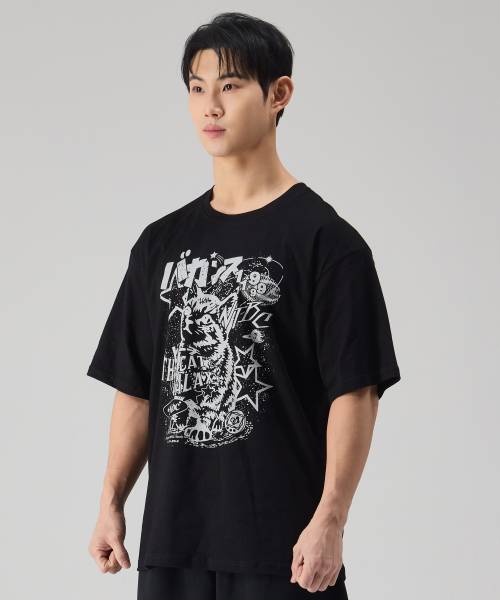NTBC(エヌティービーシー)の「ギャラクシーキャットオーバーサイズ半袖Tシャツ_2COLOR(Tシャツ/カットソー・レディース・ネイビー/ブラック・MEDIUM/LARGE/X-LARGE)」の8枚目の写真