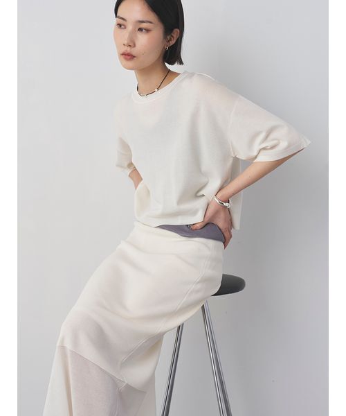 MIESROHE(ミースロエ)の「シアーワイドニットT(ニット/セーター・レディース・ミント/ホワイト/ブラック・F)」の6枚目の写真