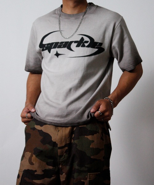 NYLAUS(ナイラス)の「【NYS】ヴィンテージ テレコ半袖Tシャツ ロゴTシャツ グランジ(Tシャツ/カットソー・メンズ・チャコール/ホワイト/ピンク・M/L)」の1枚目の写真