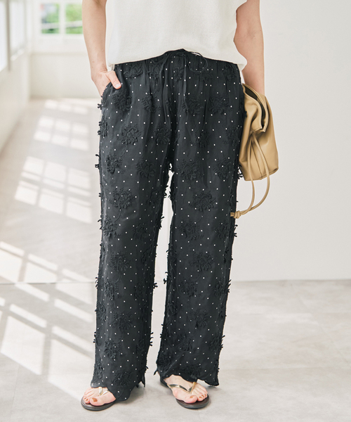 crinkle crinkle crinkle dot 3D rayon shuntang easy pants（その他