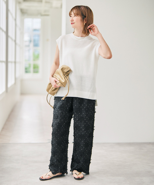 セール】crinkle crinkle crinkle dot 3D rayon shuntang easy pants