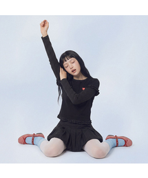 Layered Dot Ruffle Long Sleeve_Black