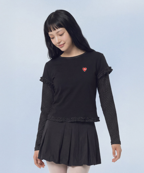 MASMARULEZ APPAREL(マスマルールズ アパレル)の「Layered Dot Ruffle Long Sleeve_Black(Tシャツ/カットソー・レディース・ブラック・ONE SIZE)」の9枚目の写真