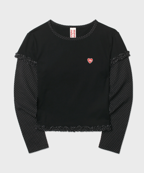 MASMARULEZ APPAREL(マスマルールズ アパレル)の「Layered Dot Ruffle Long Sleeve_Black(Tシャツ/カットソー・レディース・ブラック・ONE SIZE)」の8枚目の写真