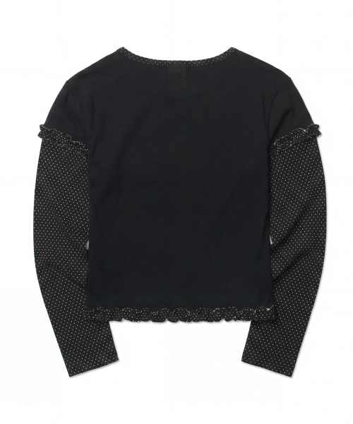 MASMARULEZ APPAREL(マスマルールズ アパレル)の「Layered Dot Ruffle Long Sleeve_Black(Tシャツ/カットソー・レディース・ブラック・ONE SIZE)」の7枚目の写真