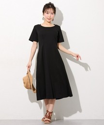 【大きい胸専用】汗染み防止 半袖 美ラインTシャツワンピース(ポケット付)