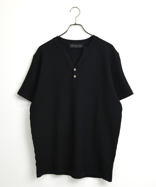neos（ネオス）の「【neos】ワッフル ヘンリーネック Tシャツ メンズ レディース 半袖 ビッグシルエット オーバーサイズ サーマル カットソー 無地 ユニセックス 韓国ファッション 夏服（Tシャツ/カットソー・メンズ・ブラック/ベージュ/ホワイト/カーキ・MEDIUM/X-LARGE/LARGE）」の21枚目の写真