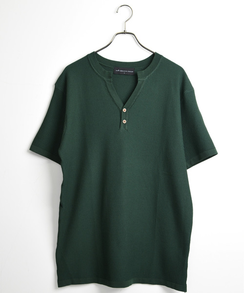 neos（ネオス）の「【neos】ワッフル ヘンリーネック Tシャツ メンズ レディース 半袖 ビッグシルエット オーバーサイズ サーマル カットソー 無地 ユニセックス 韓国ファッション 夏服（Tシャツ/カットソー・メンズ・ブラック/ベージュ/ホワイト/カーキ・MEDIUM/X-LARGE/LARGE）」の22枚目の写真