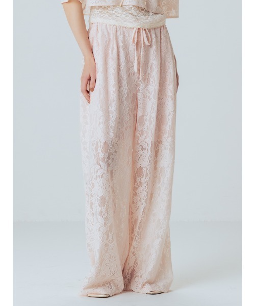 ELCHELE(エルチェレ)の「LACE WIDE PANTS(その他パンツ・レディース・オフホワイト/ブラック/ベビーピンク・36/38)」の1枚目の写真