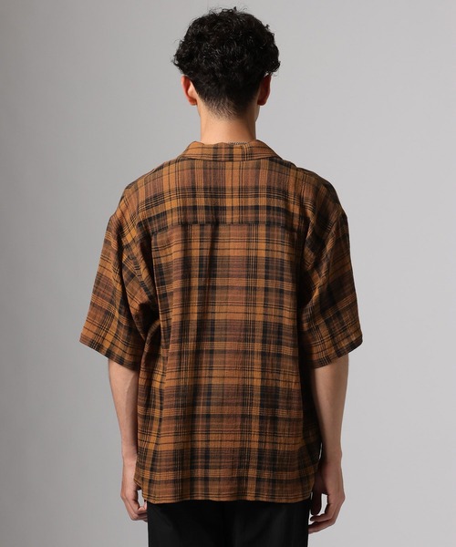 BAYFLOW(ベイフロー)の「エアライトリネンチェックシャツ(シャツ/ブラウス・メンズ・ブラウン/ブルー・MEDIUM/LARGE)」の6枚目の写真