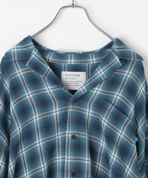 BAYFLOW(ベイフロー)の「エアライトリネンチェックシャツ(シャツ/ブラウス・メンズ・ブラウン/ブルー・MEDIUM/LARGE)」の8枚目の写真